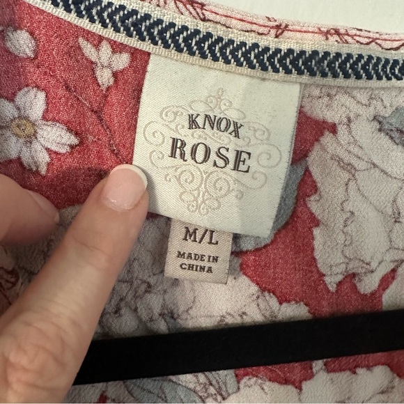 Knox Rose Women’s White & Red Open Front 3/4 Sleeve Floral Kimono Sz M/L GUC - Picture 4 of 8